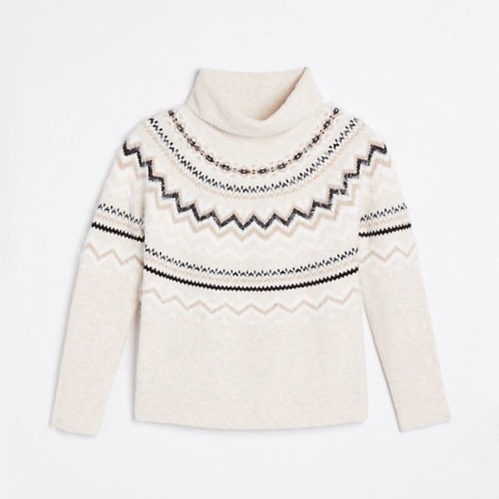 Fair Isle Fuzzy Turtleneck Sweater -Size Medium